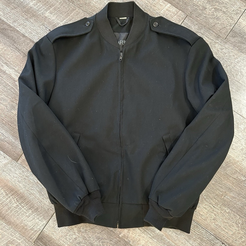 VTG  Bomber Jacket Men's Black Poly Wool Thinsulate Neptune Garment Size L